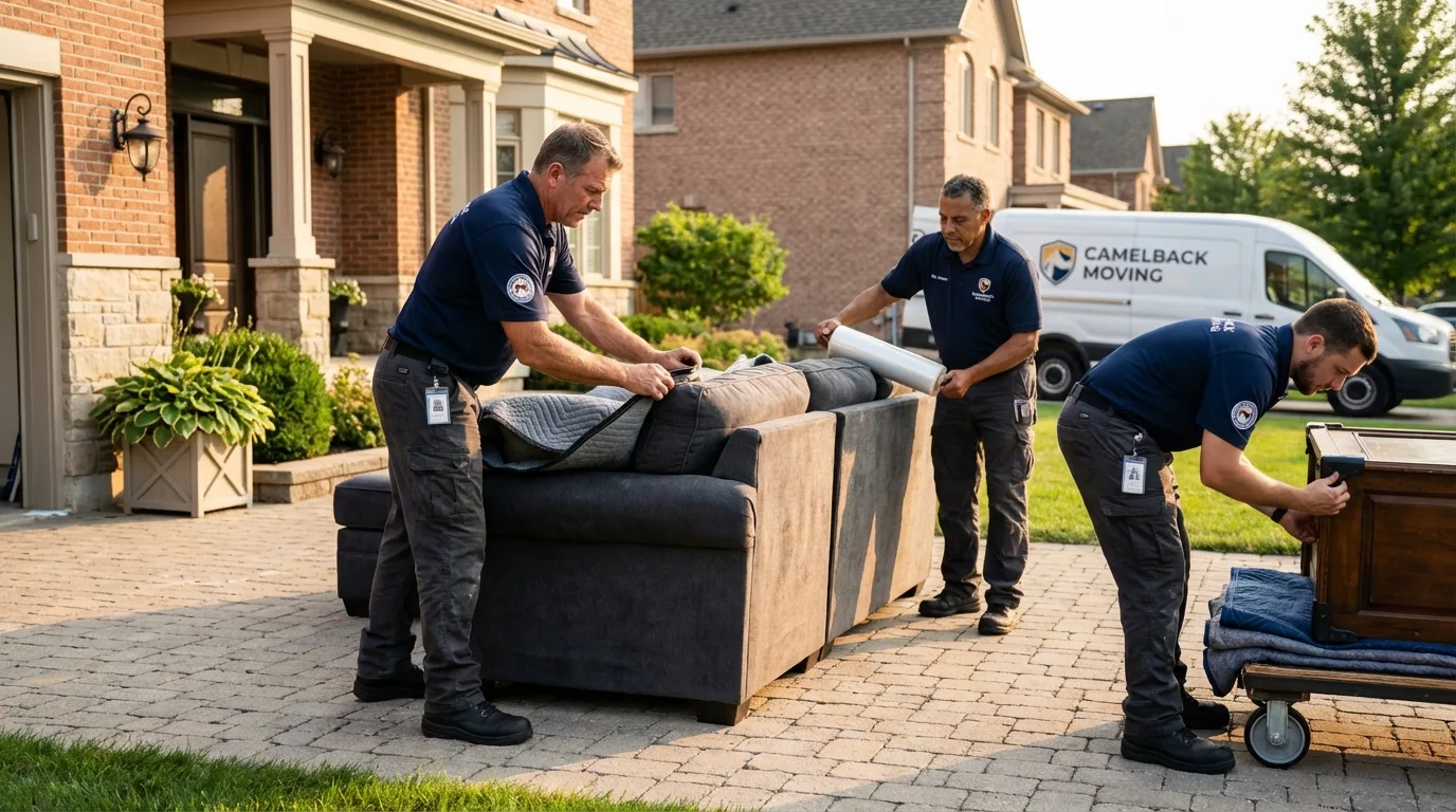 Large estate moving crew wrapping furniture in Walters, OK